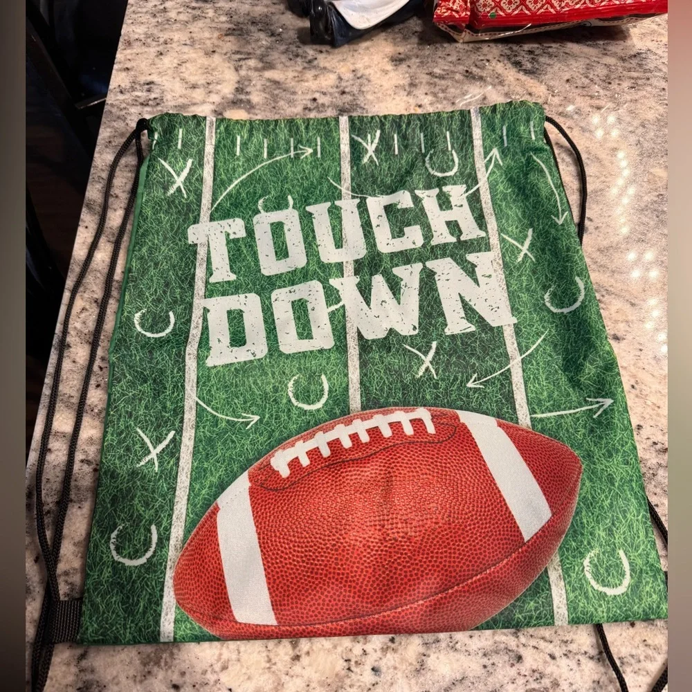 2pc Football Drawstring Backpack Set